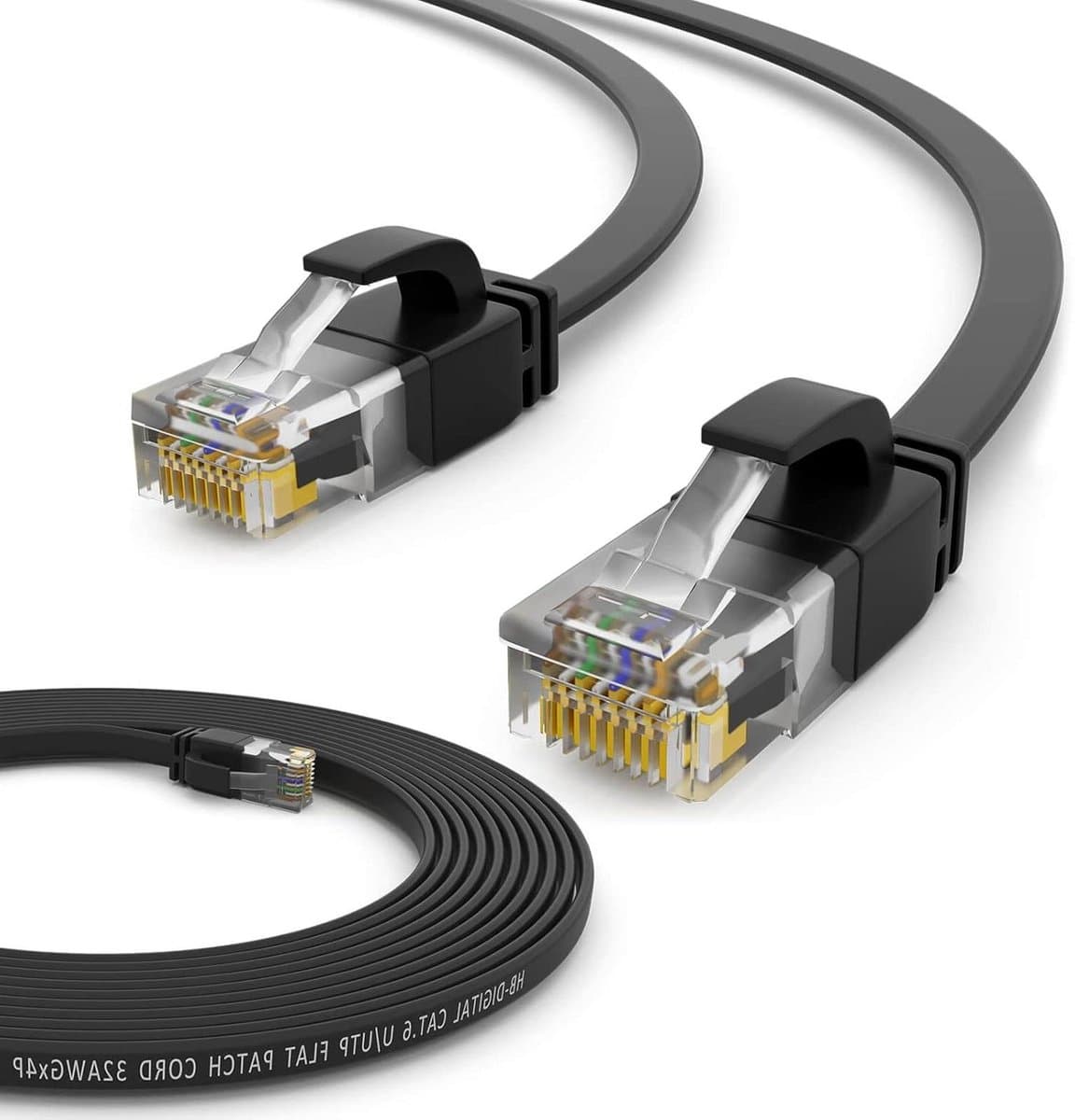 Netwerkkabel Plat - Ethernetkabel LAN-kabel - Verbonden Blijven - Slanke Kabel - 7.5 Meter - Zwart