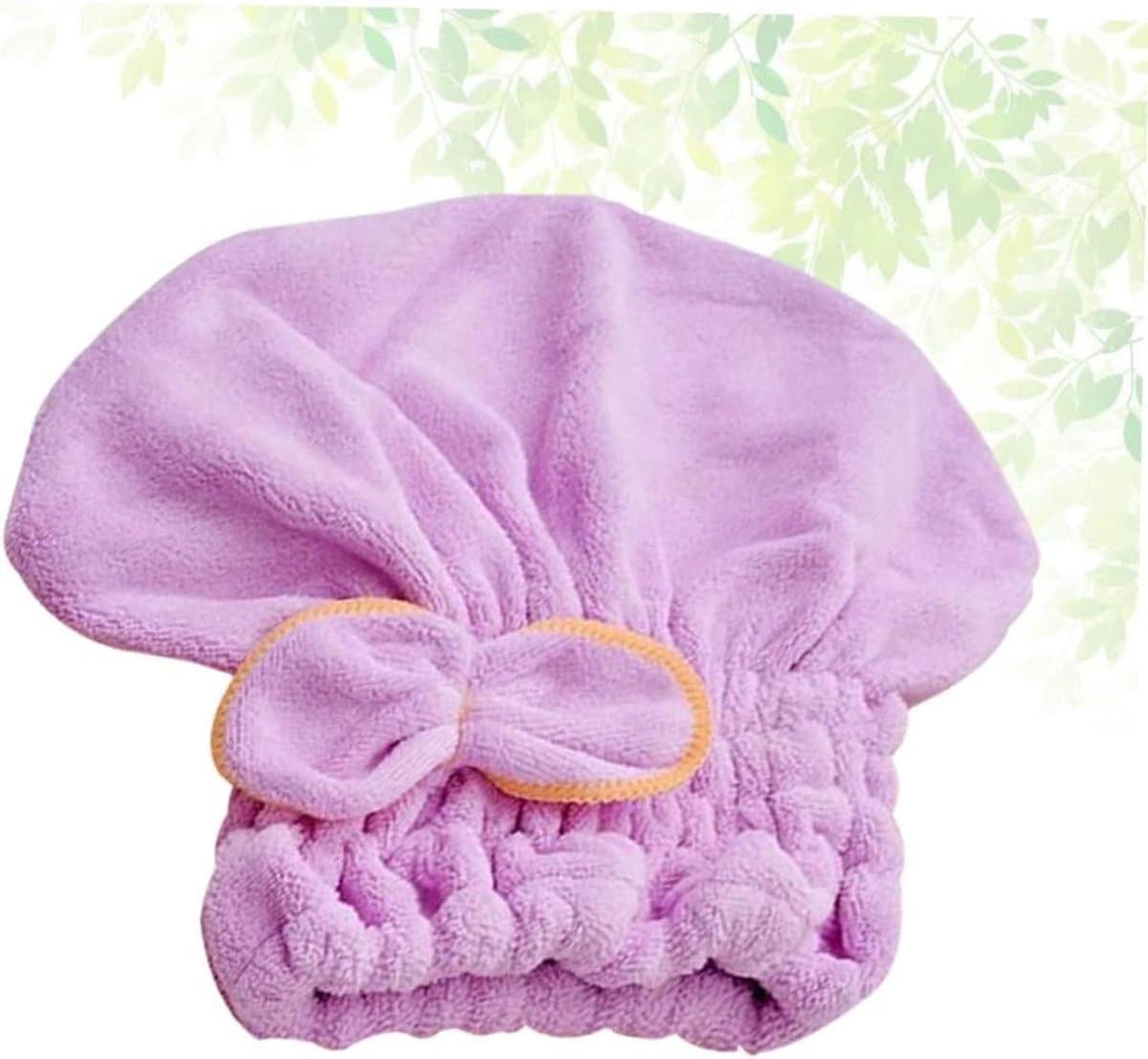 Droogkap Koraalfleece - Haardroogkap Badcape - Haar Drogen - Snelle Waterabsorptie - 19x22x0.8CM - Paars