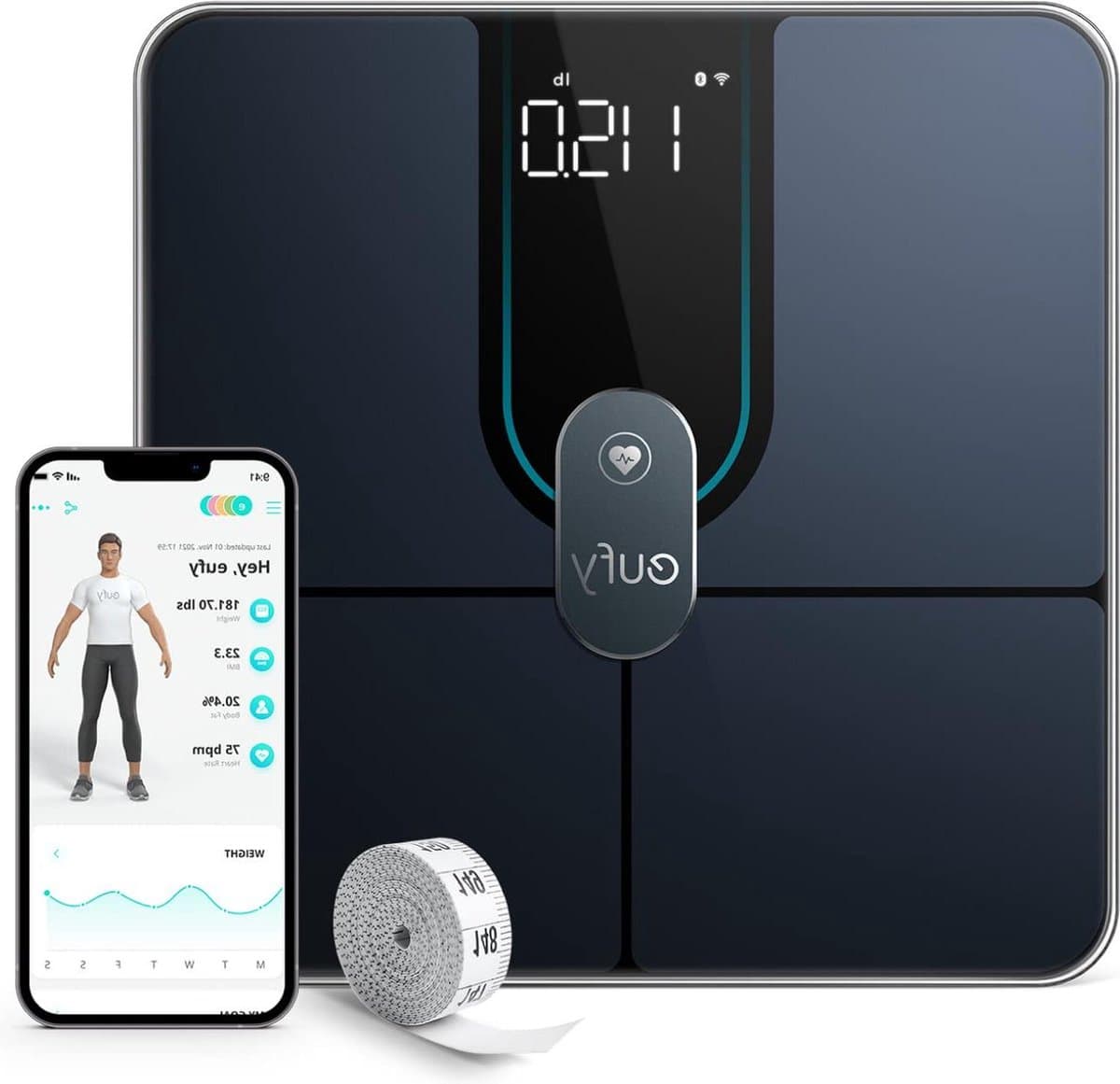 P2 Pro digitale badkamerweegschaal met wifi en bluetooth - meet gewicht hartslag lichaamsvet BMI - Smart Scale - spier- en botmassa - 3D virtueel lichaam - 50 g nauwkeurig