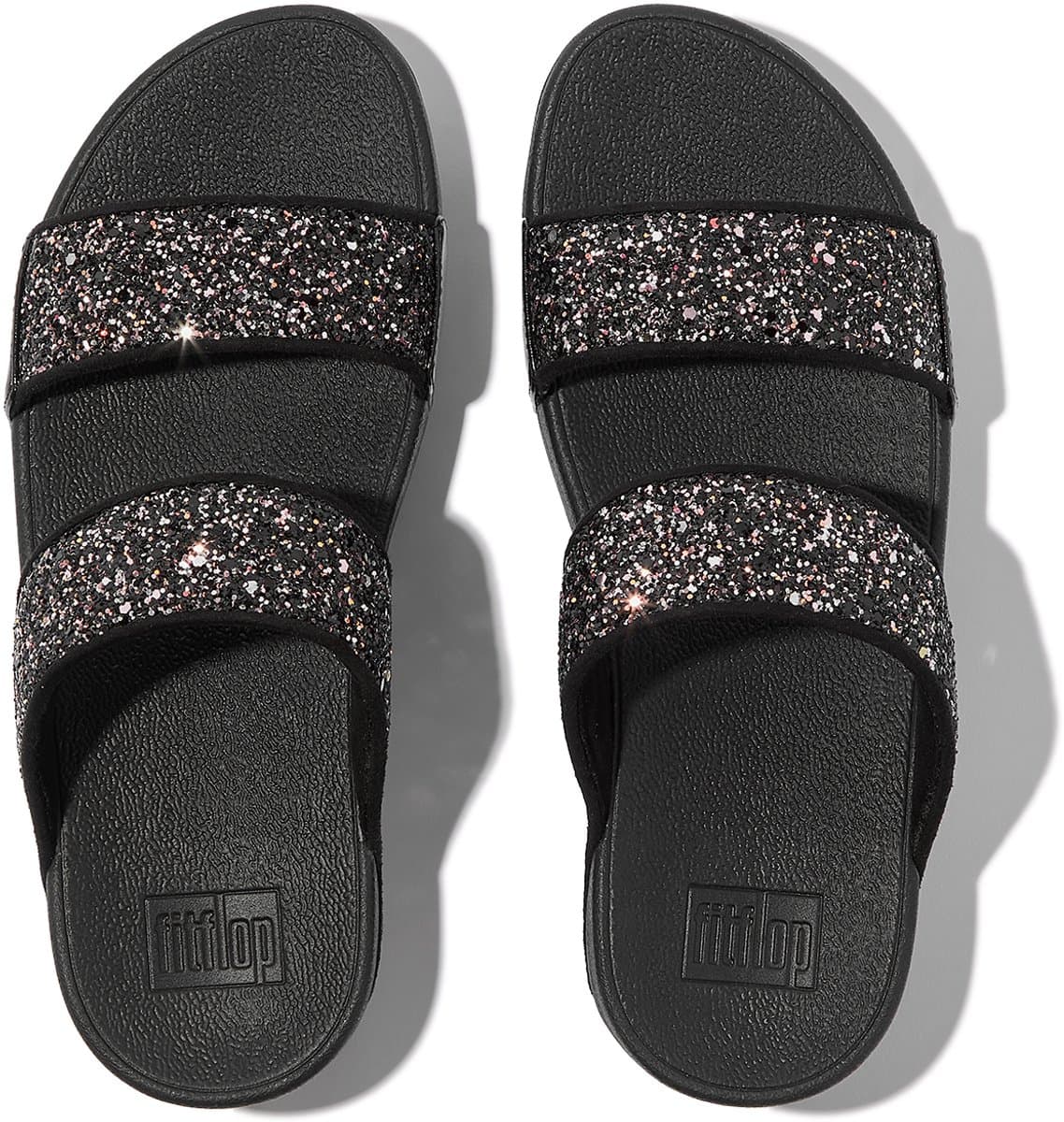 FitFlop Lulu Multi-Tonal Glitter Slides Dames Slippers - Zwart Multi