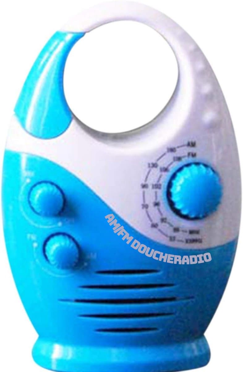 GTB® Douche Radio - Radio - Douche Speaker - Wit en blauw - 14cm x 10cm x 6cm