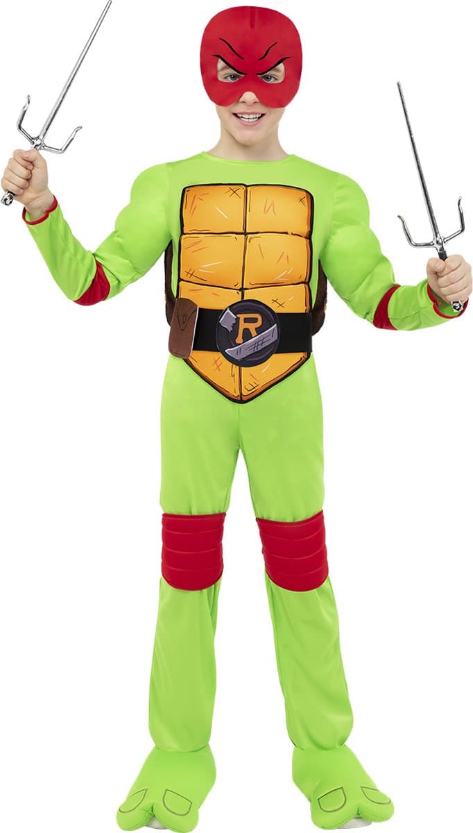 FUNIDELIA Raphael Kostuum voor jongens -De Ninja Turtles - Maat: 107 - 113 cm