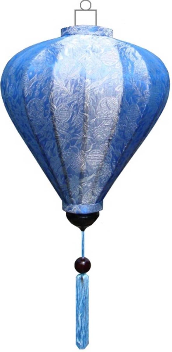 Blauwe zijden Vietnamese lampion lamp ballon - B-BL-62-S