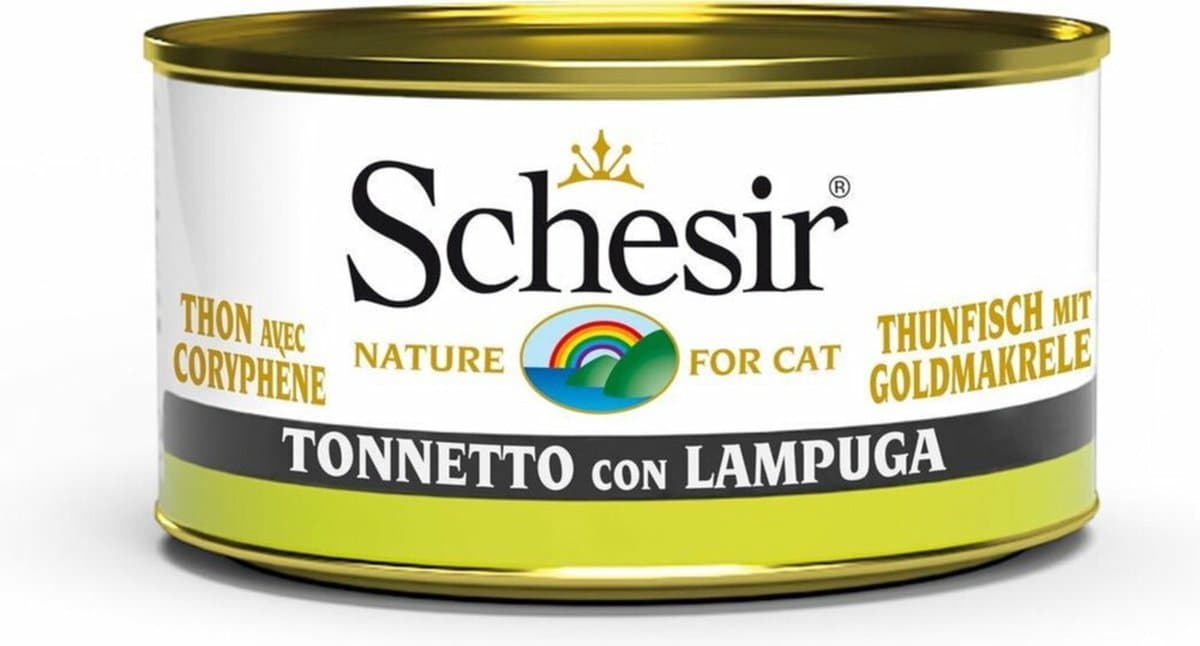Schesir Katten Natvoer Blik Tonijn en Goudmakreel - 14 x 85 gr - Voordeelverpakking