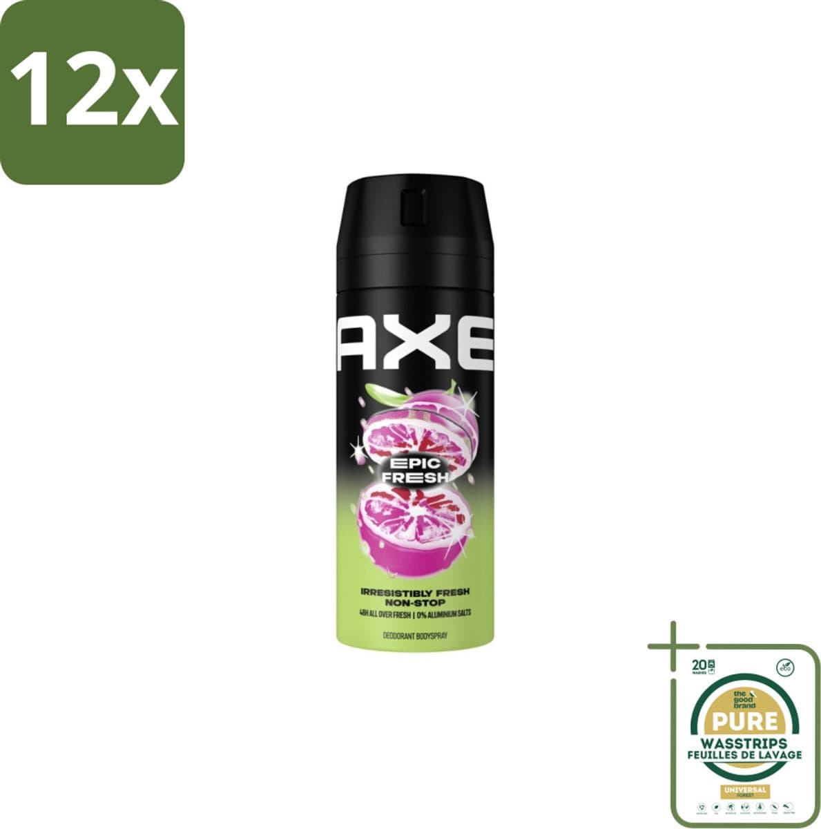 Axe Deodorant Bodyspray Epic Fresh 150 ml - Voordeelverpakking - 12 stuks - Frisheid - Energie