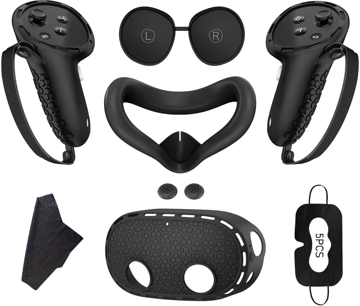7-stuks Siliconen Set – Geschikt voor Meta Quest 3s – Bescherming & Comfort – Controller, Headset & Gezichtsmasker