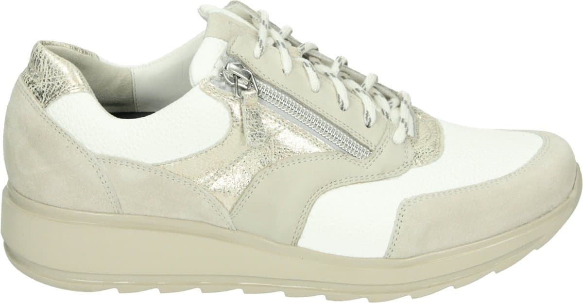 Durea - 6279 H - Lage sneakersDames sneakers - Kleur: Wit/beige - Maat: 41
