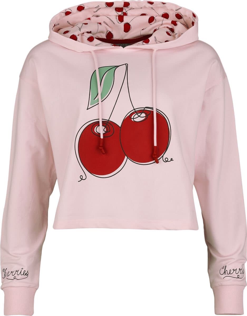 Pussy Deluxe Cherry Cropped Hooded Dames Trui met capuchon - roze - XXL