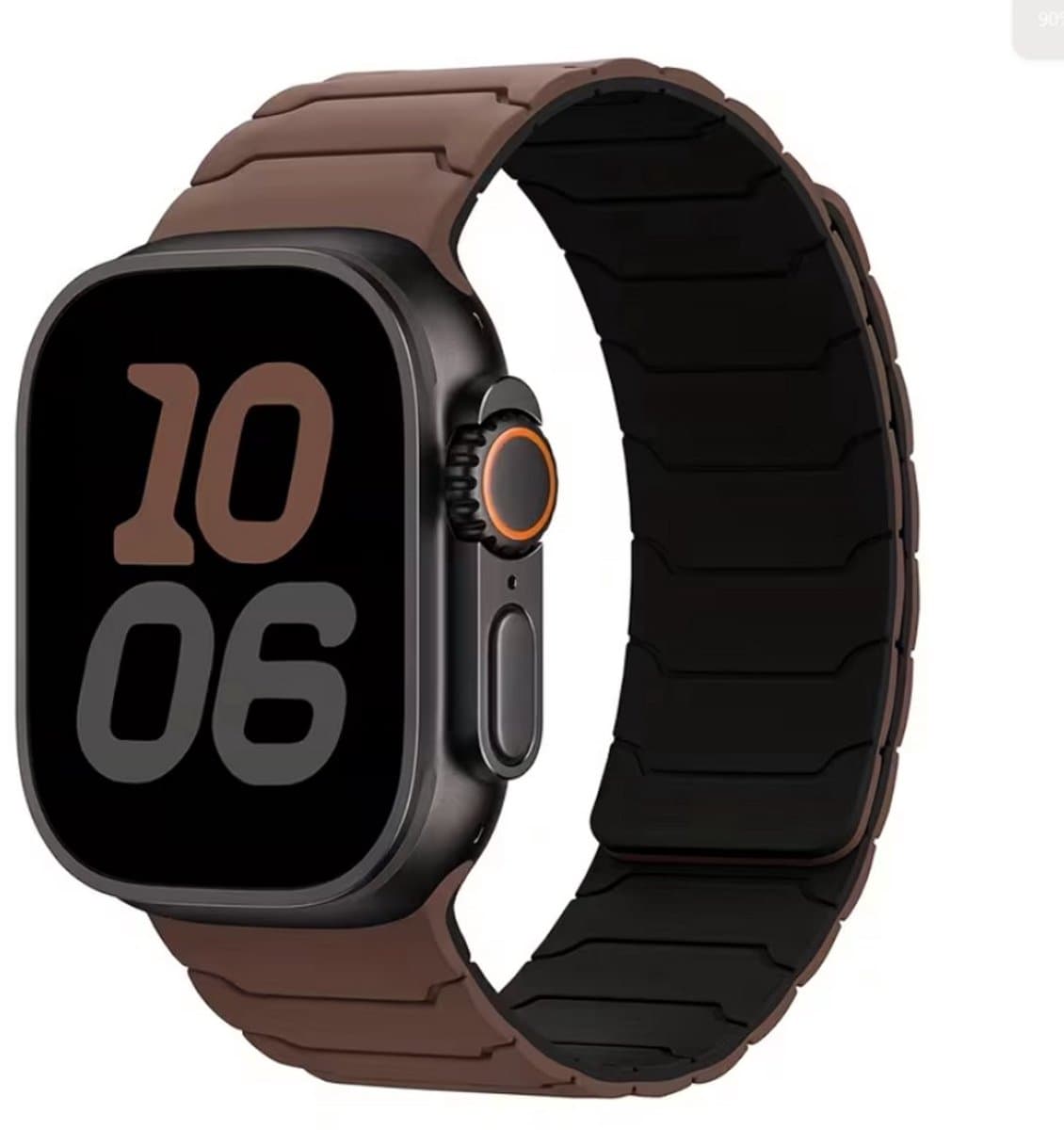 Chocolade zwart horlogebandje smartwatch dames en heren magnetisch sport siliconen band Geschikt voor Apple Watch 42mm (serie 1 / 2 / 3) / 44 mm / 45 mm / 46 mm (serie 10 / 11) / 49 mm (Ultra 1 / 2 / 3) tweekleurig design vervangende watch band