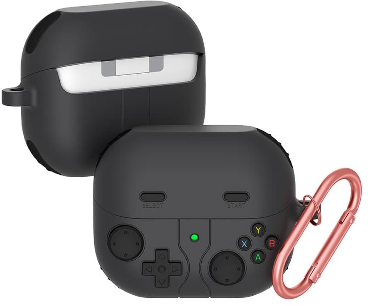 Telestore - hoesje geschikt voor Samsung Galaxy Buds3 FE / Buds 3 / 3 Pro soft case cover - zwart Game Console - TPU hoesje Beschermhoes - Samsung Galaxy Buds3 FE / Buds 3 / 3 Pro Cover - Buds3 FE hoesje - gel hoesje met sleutelhanger