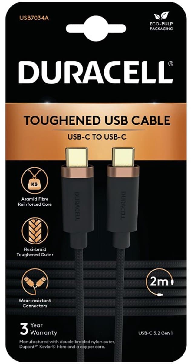 Duracell USB7034A USB-kabel Zwart