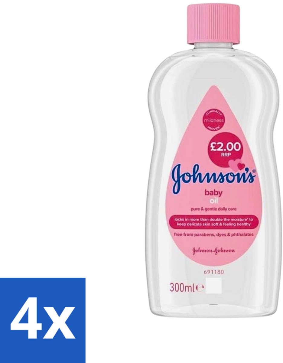 4 x Johnson's - Baby Olie - Puur & Zacht - 300 ml - Babyolie - Babyhuid - Hydratatie - Babymassage - Hypoallergeen