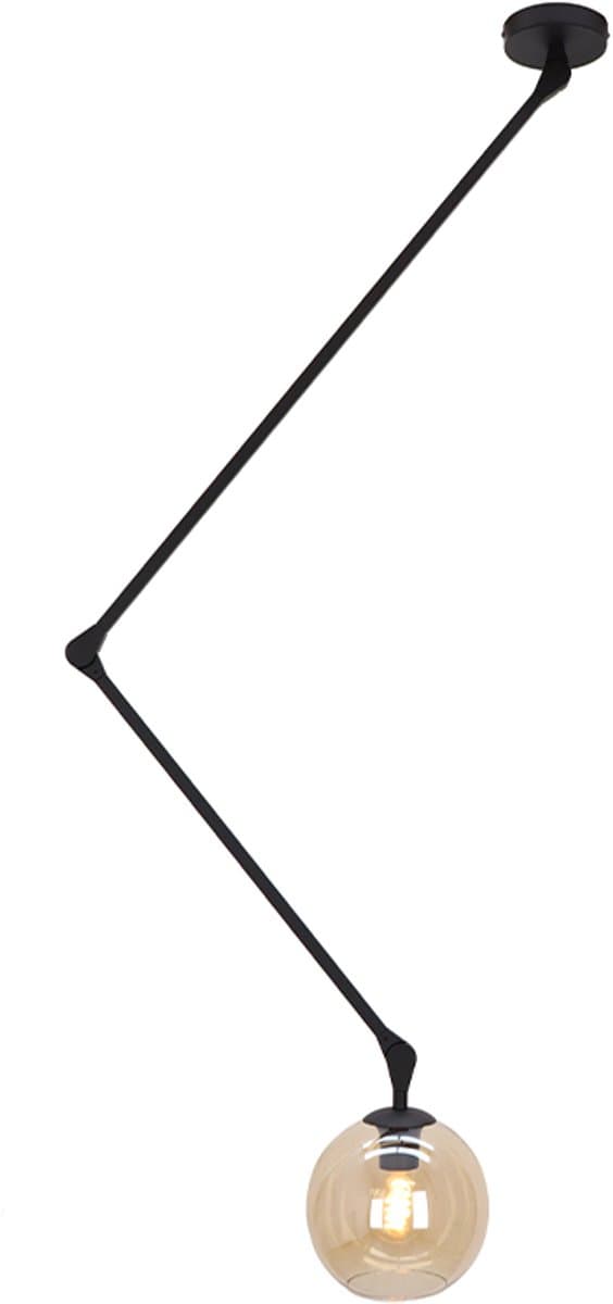 Olucia - GIADA - Plafondlamp - Zwart / Amber - Vorm: Rond