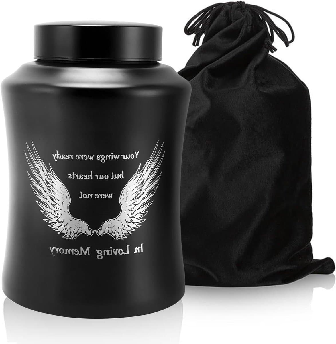 Allecto Plus - Decoratieve Urn voor Volwassenen - Roestvrijstalen Crematie Asdoos - Grote Herdenkingscrematie (Zwart Rondsel M)