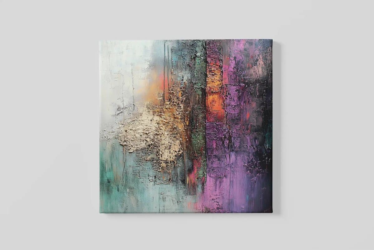 Vierkant Canvas Schilderij - Abstracte Kleurrijke Kunst - Expressief & Modern - 100x100x2 cm
