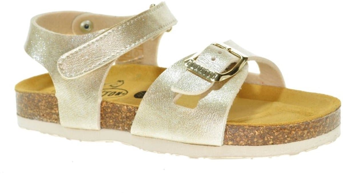 Gouden Meisjes Sandaal In Leder Plakton Met Velcro maat 24