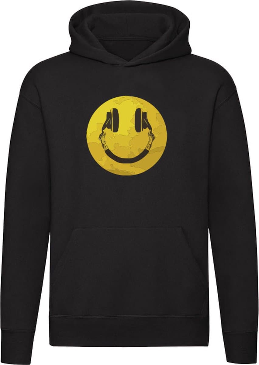 Koptelefoon Smile Hoodie - play - music - dj - radio - geluid - sound - festival - disco - discotheek - unisex - trui - sweater - capuchon