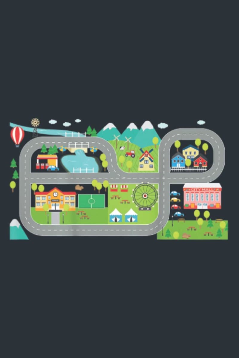 Play Mat Rug Design Car Trail Playmat BACK of: Notebook A5 size (6 inch wide x 9 inch high) - ShopVlot