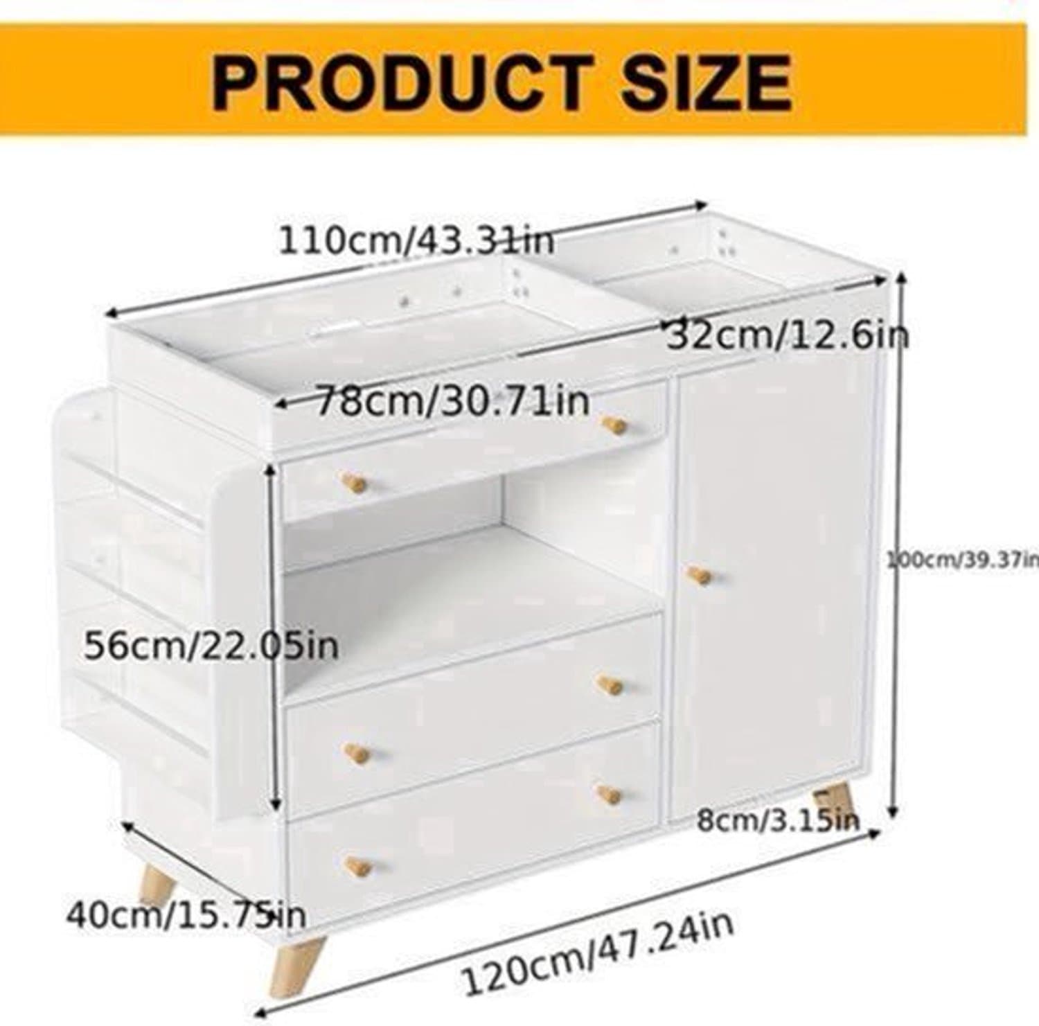 Kaptafel – Ladekast – Make-up Tafel – Opbergmeubel – Slaapkamerkast – Ruime Opbergruimte – Afneembaar Blad – Stevig Hout 100 kg Draagvermogen