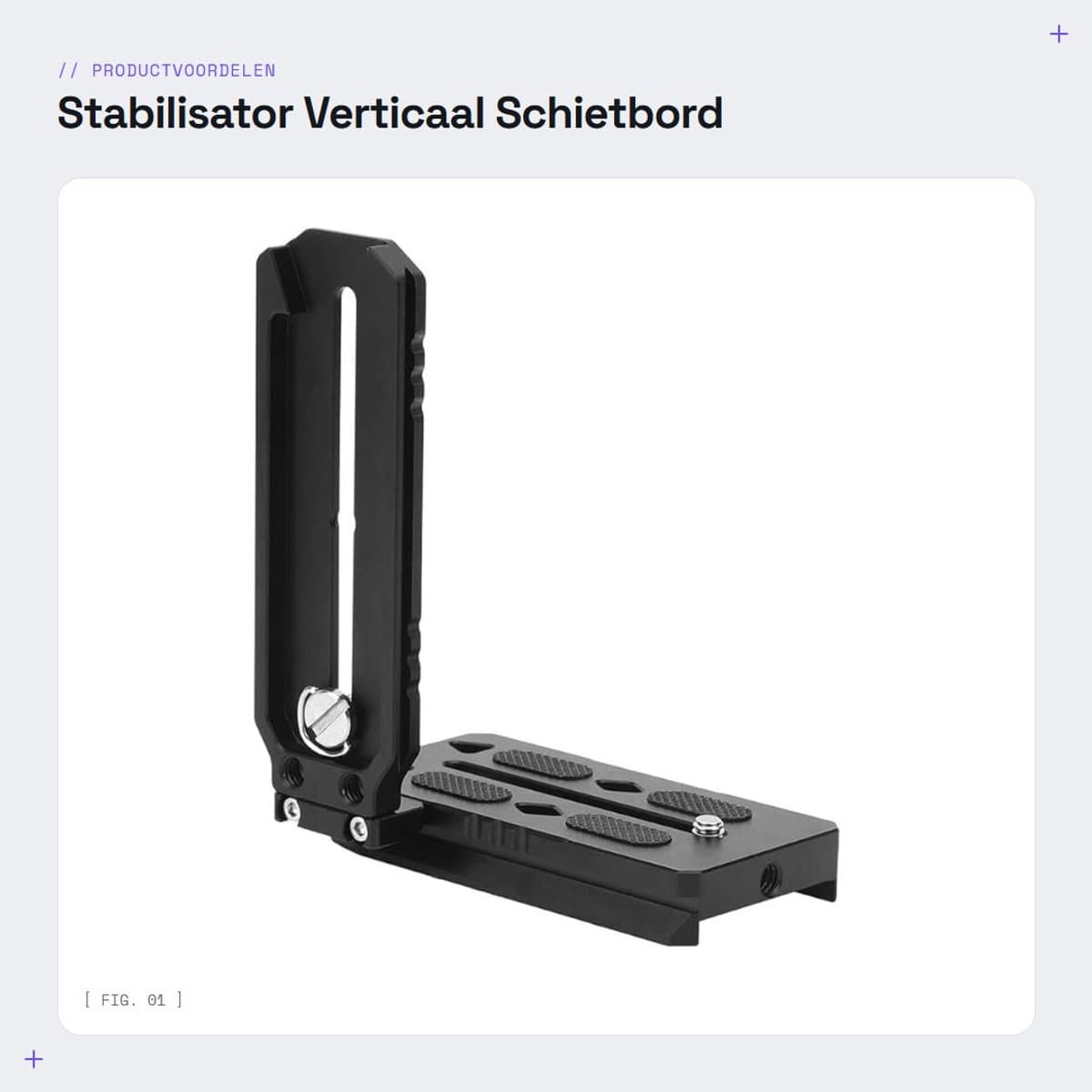 Dailygoods- Snelkoppelingsplaat voor DSLR-camera - Stabilisator Verticaal Schietbord - Legering - 1/4 inch Schroef - Zwart - Gewicht 201 g - Camera Statief