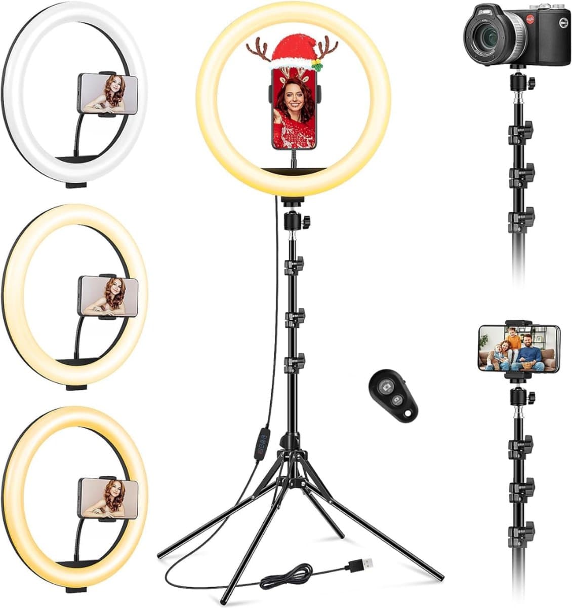 Lìon® Ringlamp - Ringlampen - Ringlamp met Statief - Zwart - 32cm x 31cm x 9cm