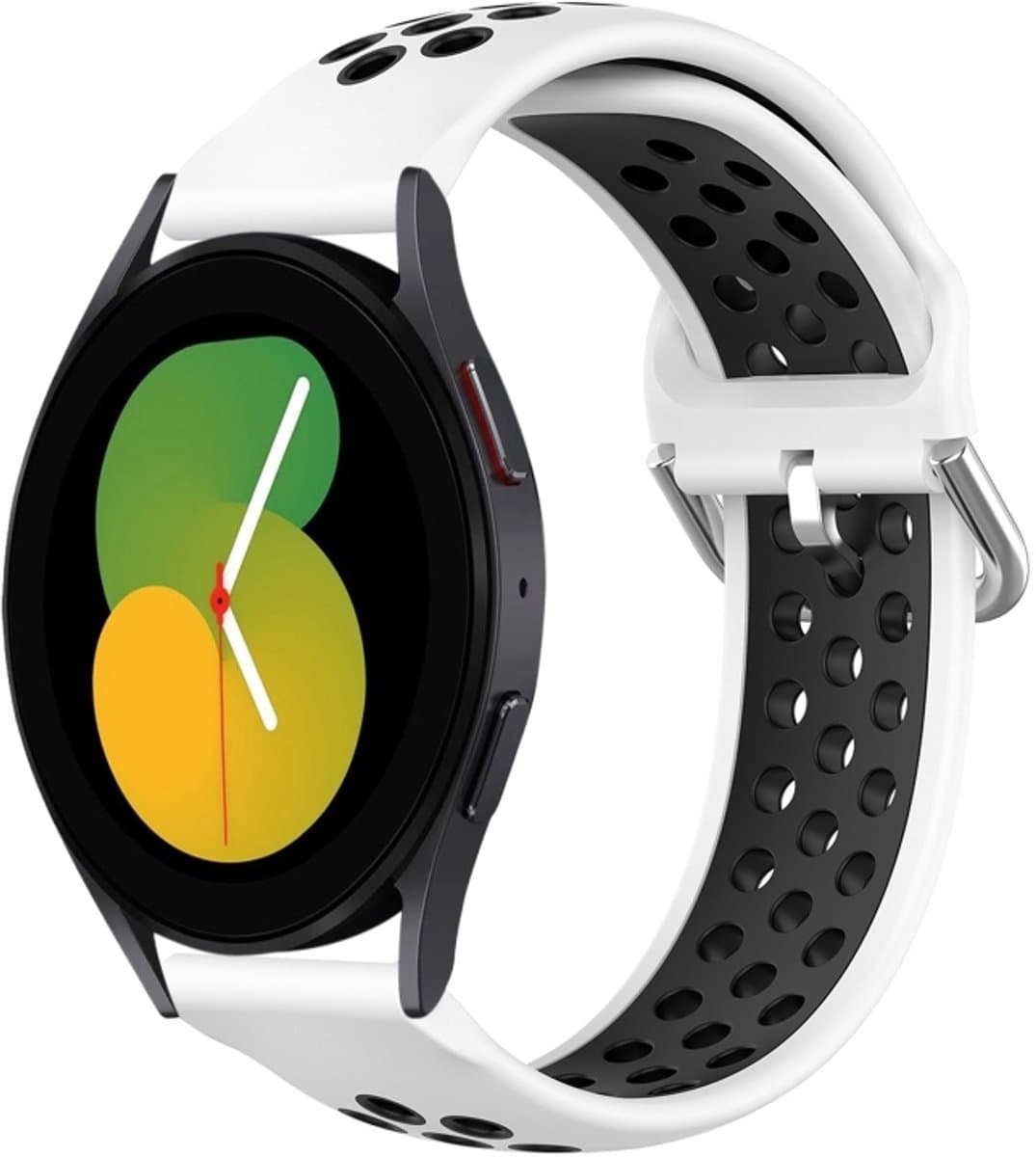 Voor Samsung Galaxy Watch 5 40 mm 20 mm geperforeerde ademende sport siliconen horlogeband (wit + zwart)
