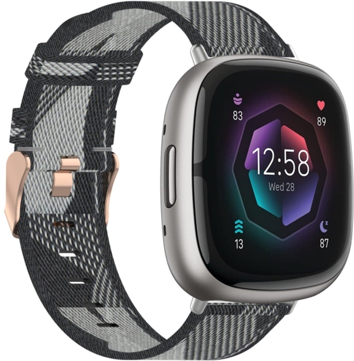 Voor Fitbit Sense nylon geweven canvas horlogeband (grijs)