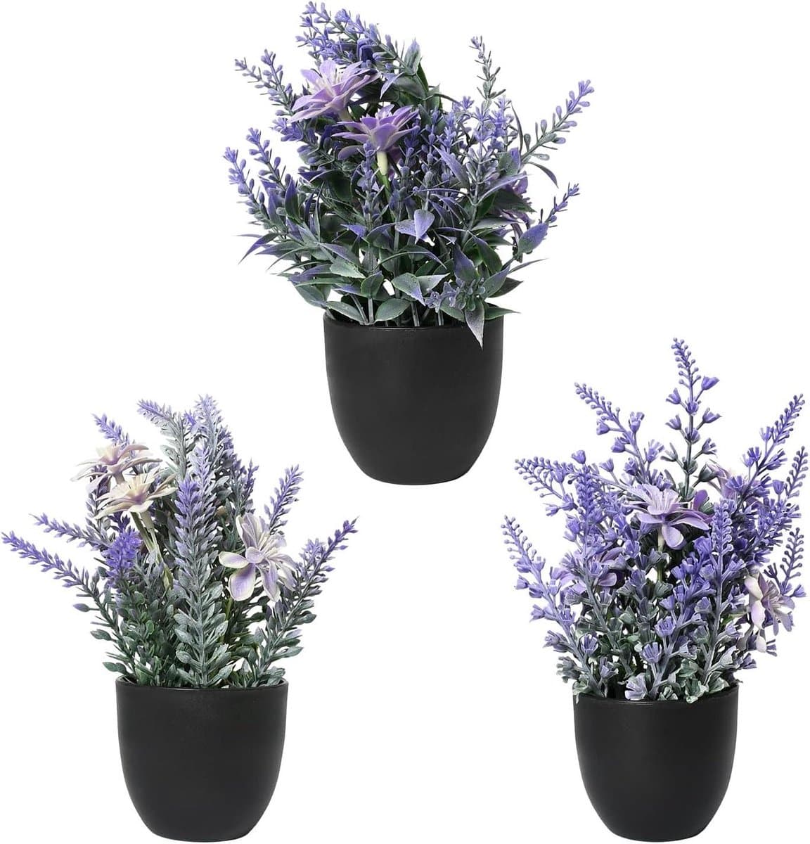 Kunstplanten set - Nep planten - Interieur decoratie - Realistisch uiterlijk - 3 stuks - Paars