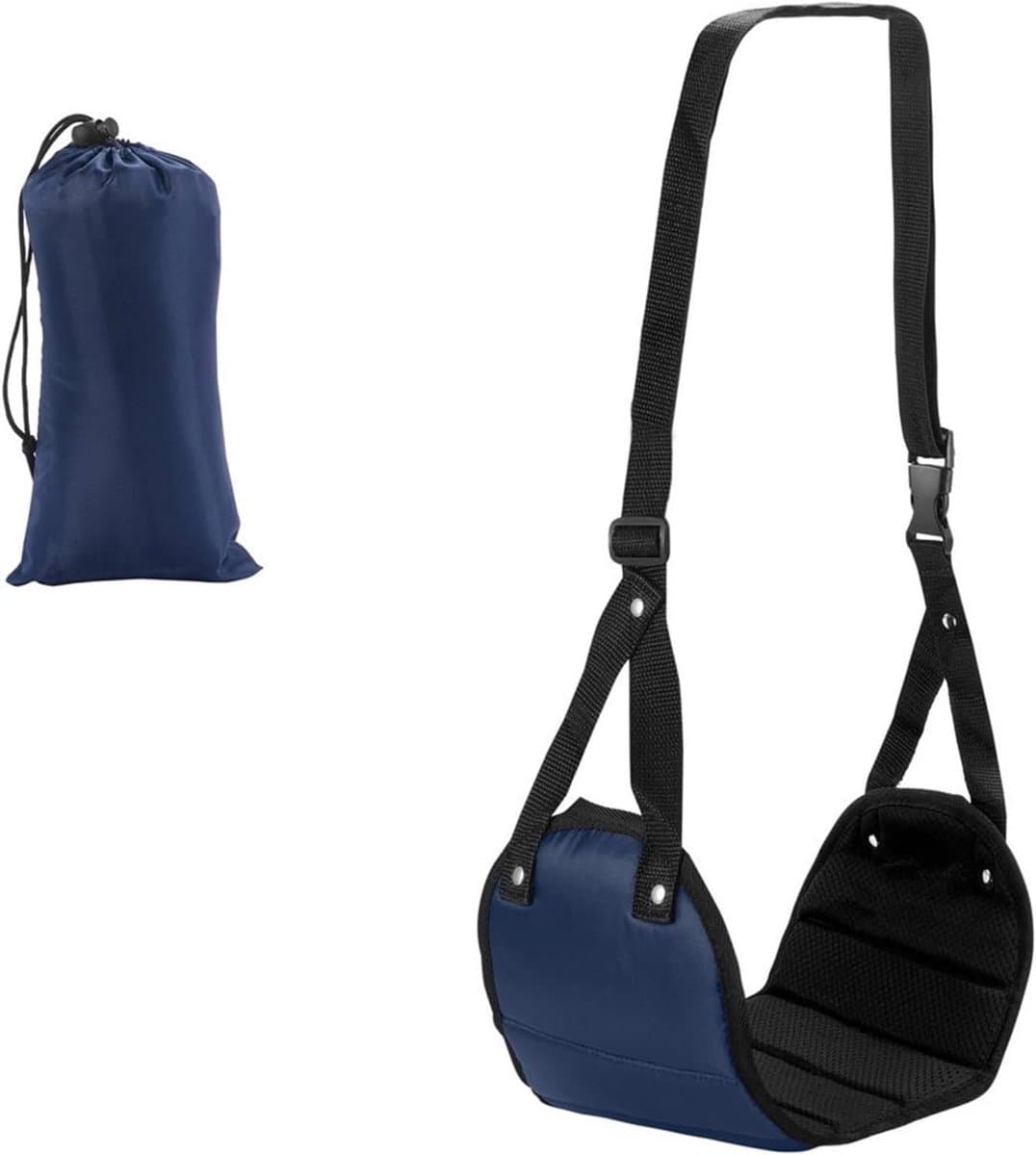 Vliegtuig Voetsteun - Reis Hangmat - Comfortabel Reizen - Verstelbare Hoogte - 300 g - Diepblauw