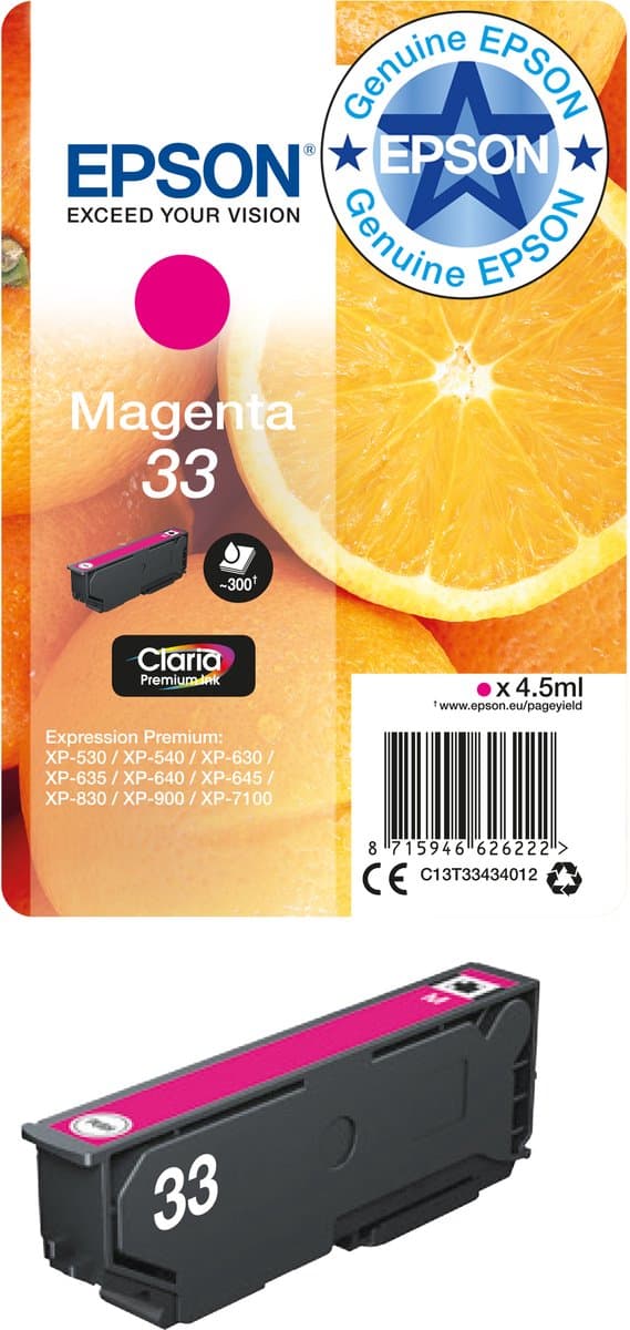 Epson oranges enkelverpakking magenta 33 Claria Premium inkt
