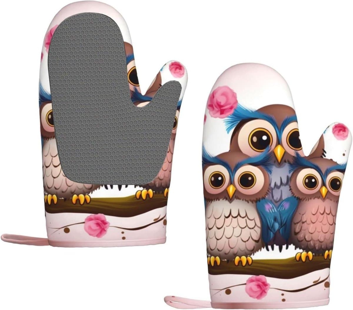 Ovenwanten Set - Keukenhandschoenen Hittebestendig - Koken en Bakken - Antislip Siliconen Grip - 28 x 18 cm - Zwart