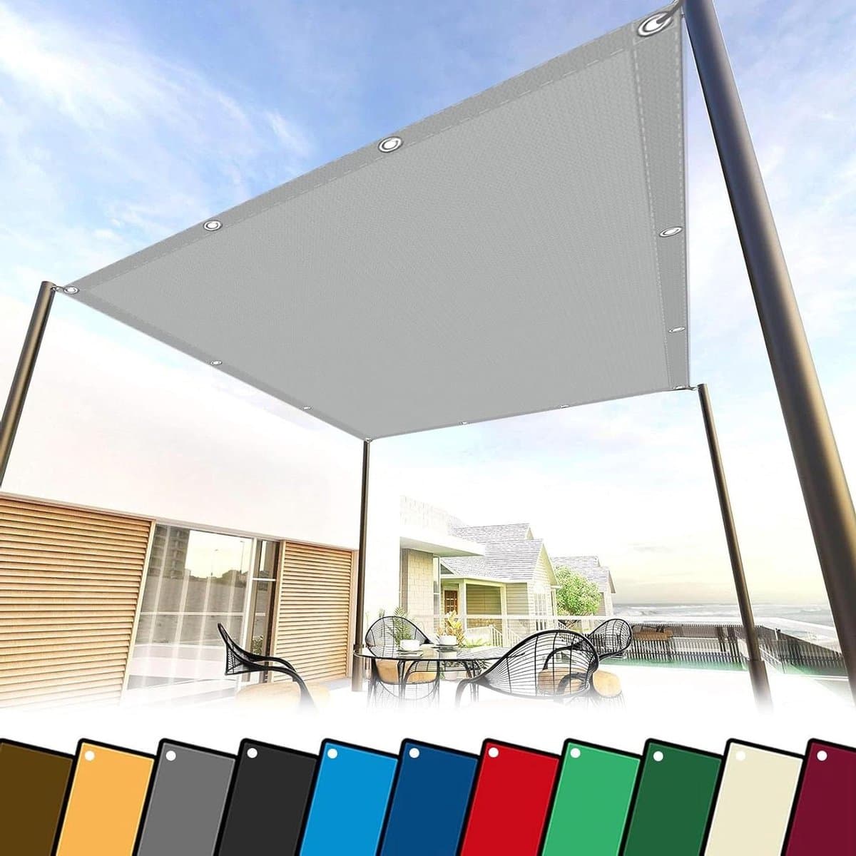 Schaduwdoek Rechthoek - Zonnedoek Zonnezeil - Buitenruimte Creëren - Waterdicht UV-werend - 2 x 5 m - Lichtgrijs