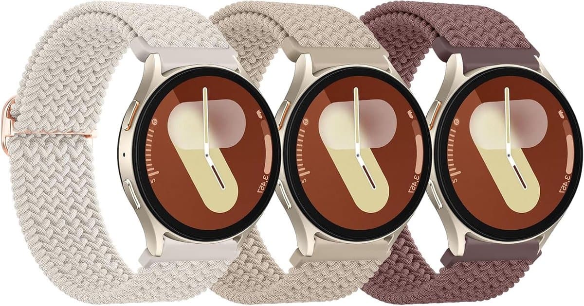 3-delige 20mm nylon gevlochten armband voor Samsung Galaxy Watch 4/5/6/7/FE - Geschikt voor 40mm/44mm modellen, inclusief Watch 5 Pro en Active 2, duurzaam en stijlvol ontwerp