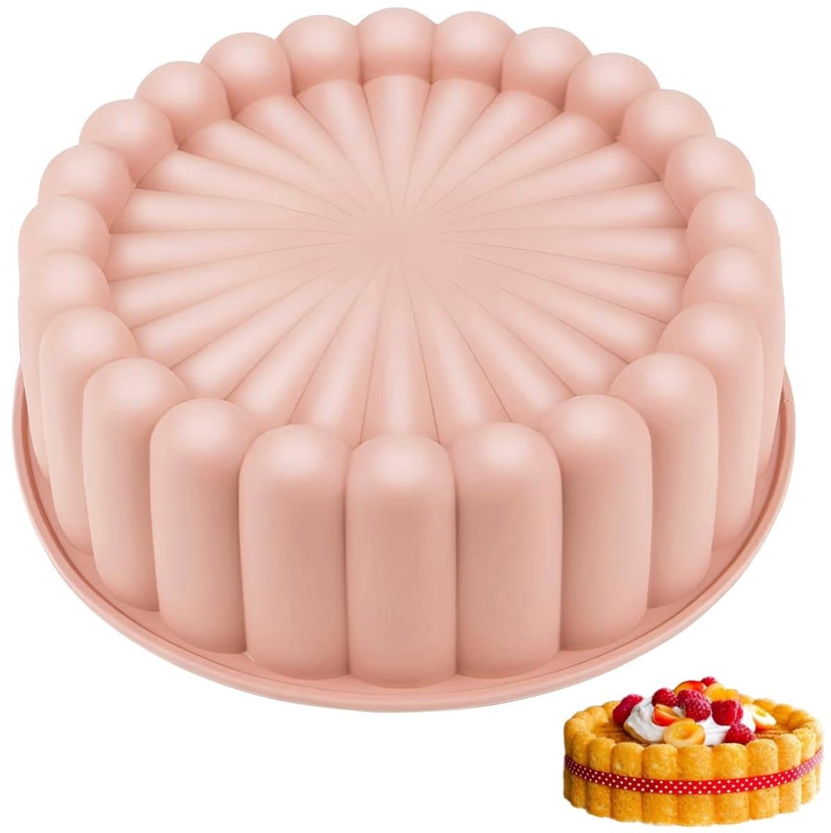 MTTProducts - Silicone Baking Moulds - Cake Mold 20cm Round - Flexibel en herbruikbaar - Roze - Voor oven en magnetron - Perfect voor taarten en desser...