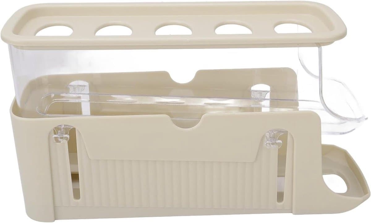 Ruimtebesparende Eierd dispenser voor de koelkast, Automatische eieropslag, 2 niveaus, Organizer voor keuken en koelkast