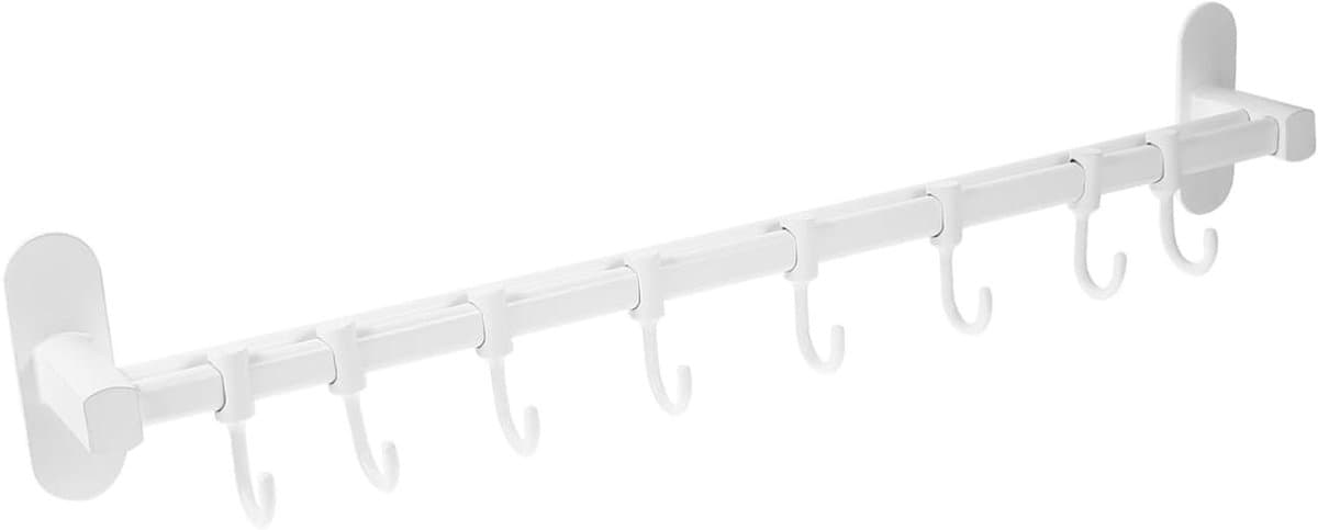 Keuken Wandrek - Opberghouder Hanger - Keuken Organiseren - Ruimtebesparend Aluminium - 50 cm - Wit