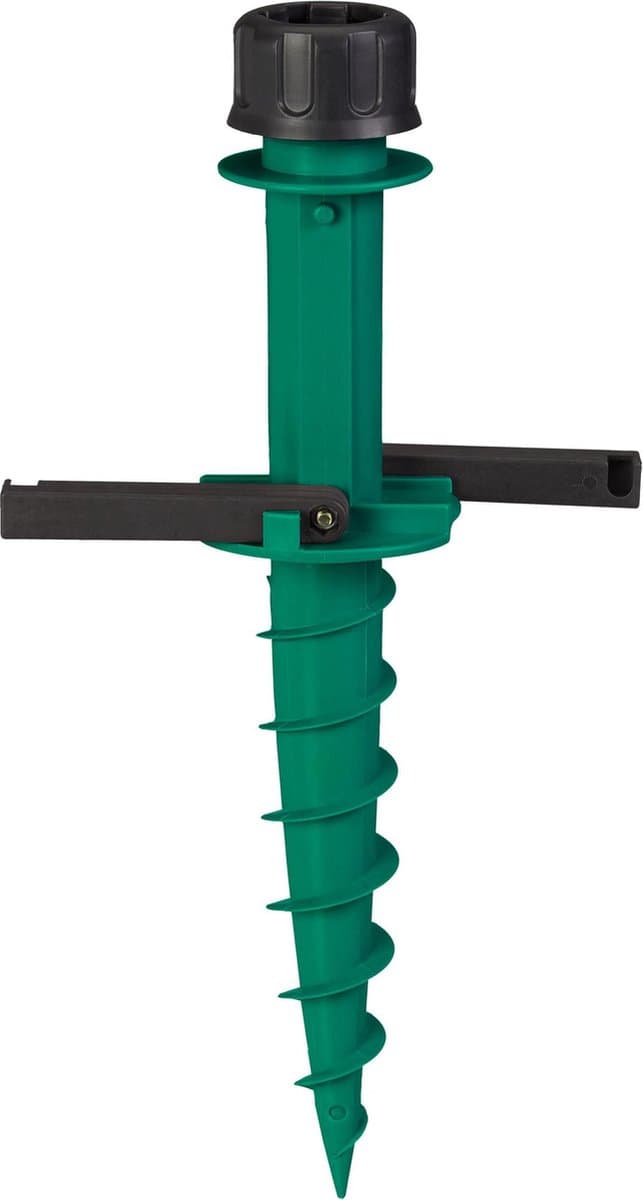 Relaxdays Parasolhouder schroef groen - parasolboor - kunststof - grondplug - handgreep