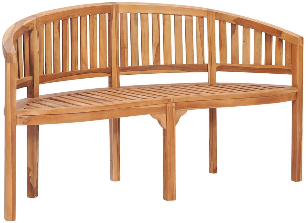 vidaXL Bananenbank 151 cm massief teakhout - Tuinbank - Tuinbanken - Tuinbankje - Tuinbankjes