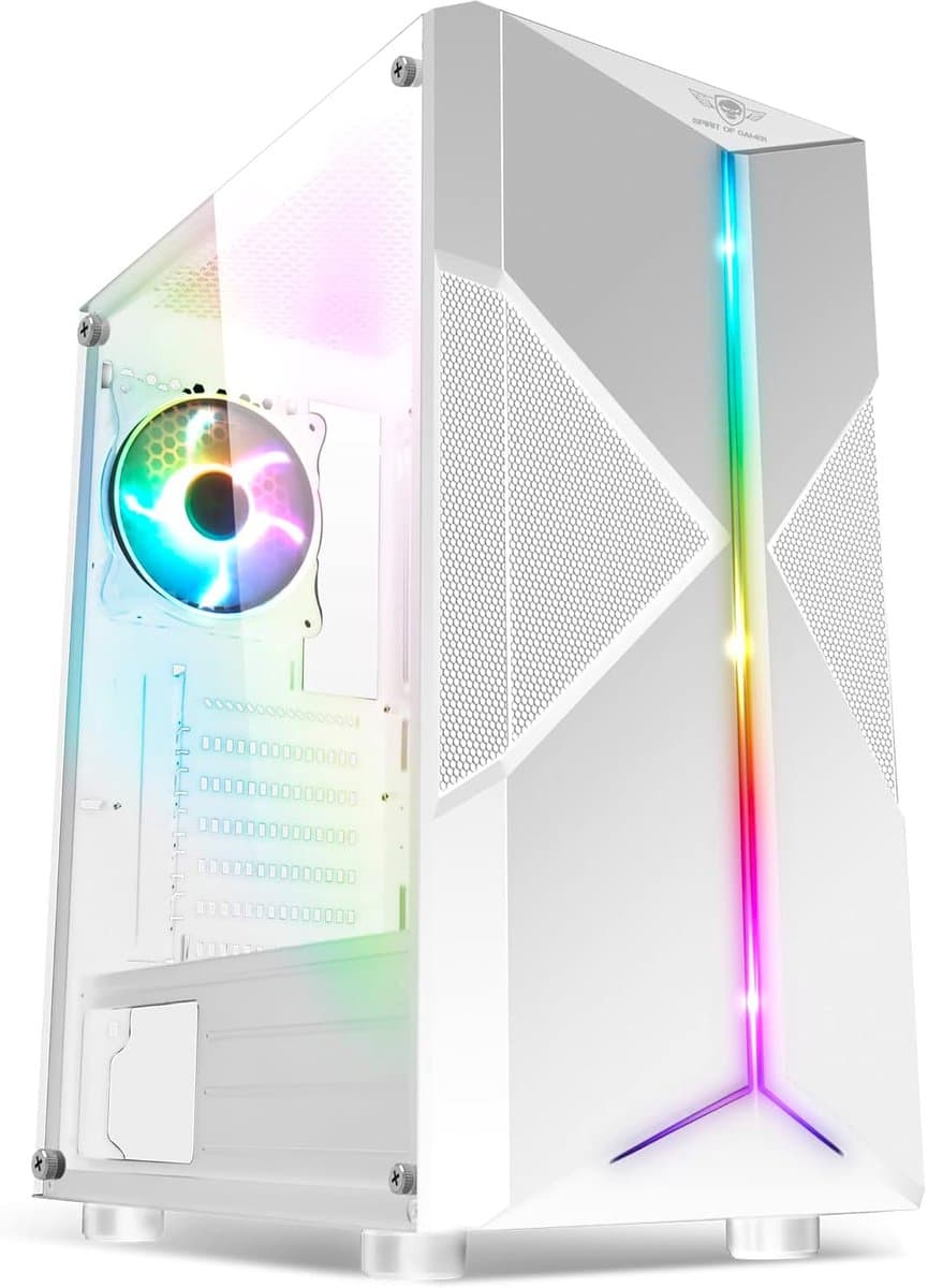 RGB Gaming PC Behuizing - ATX/mATX/ITX Compatibel met Gehard Glazen Zijkant en 2 Ventilatoren