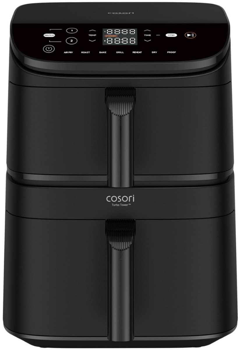Cosori XXL Airfryer Turbo Tower - 10.8 liter inhoud - 2 manden apart in te stellen - 7 programma's