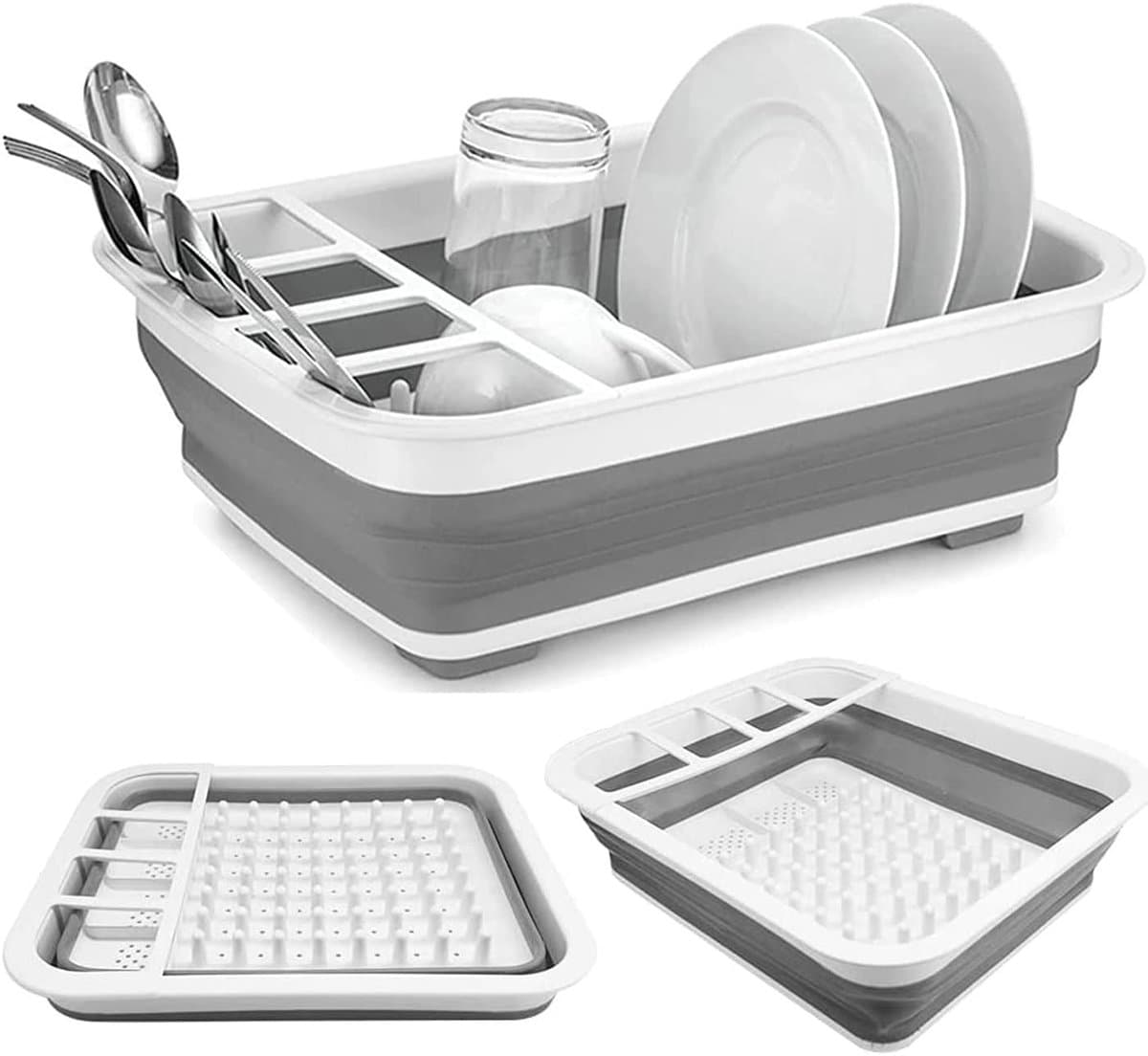 Ibenzoa® Aanpasbaar en Compact Opvouwbaar Afdruiprek voor Keuken en Outdoor Gebruik