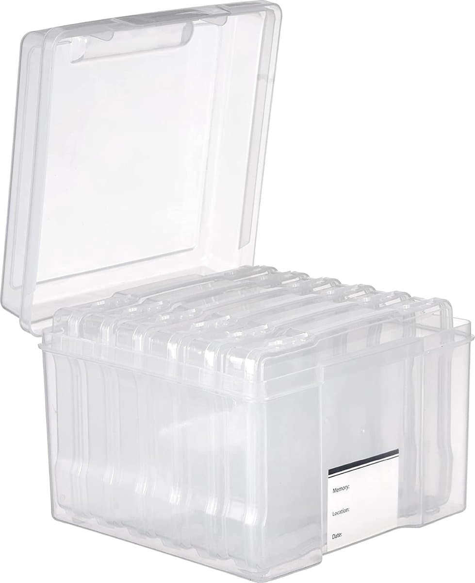 MATANA 12,7 x 17,8 cm Multifunctioneel Foto en Knutsel Organizer - Opbergdoos met 6 Compartimenten & Labels, bevat tot 600 foto's