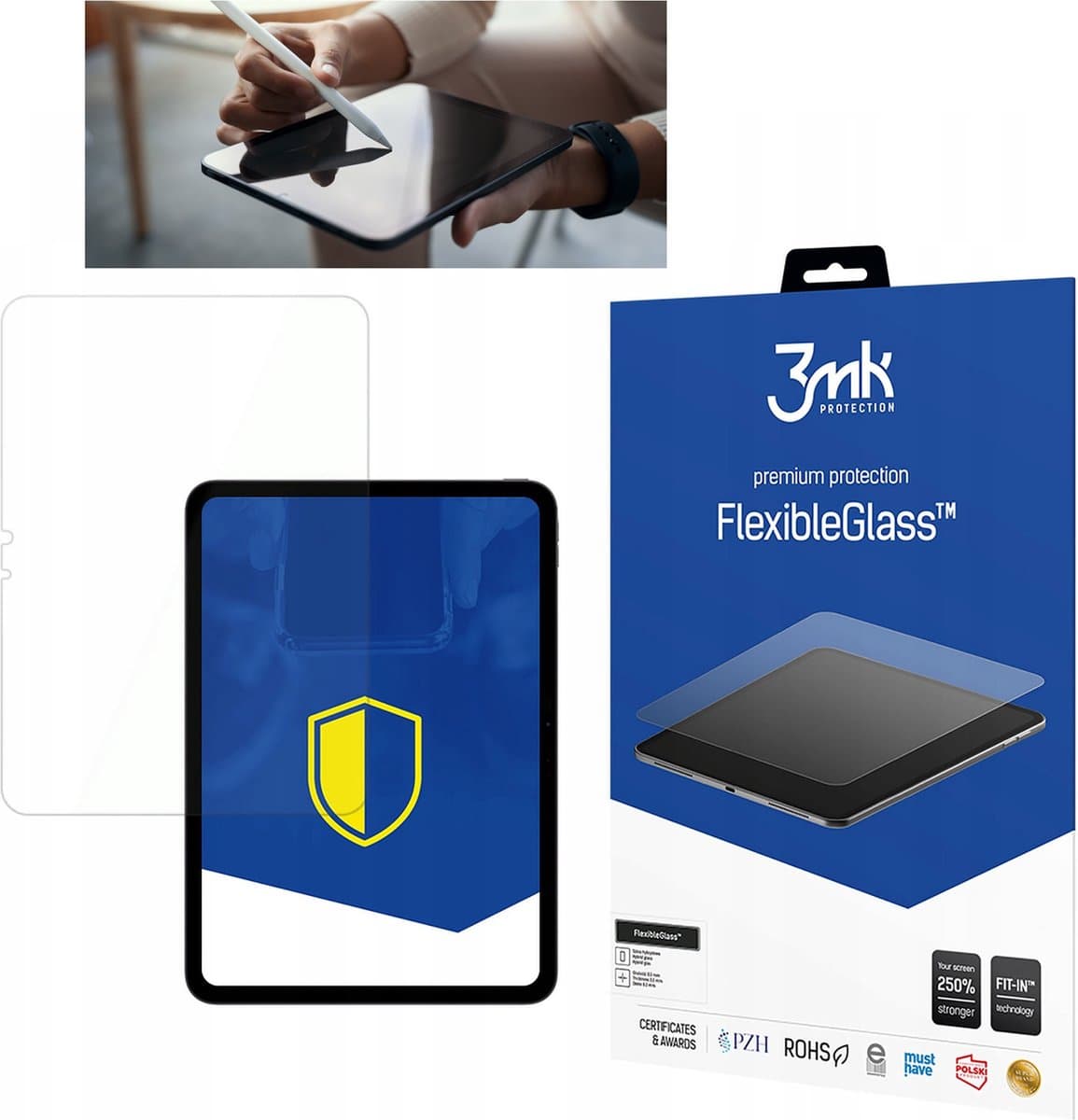 Onbreekbaar hybride glas voor Apple iPad Pro 11" (M4), dun, krasbestendig, 0,3 mm dik - FlexibleGlass 3mk