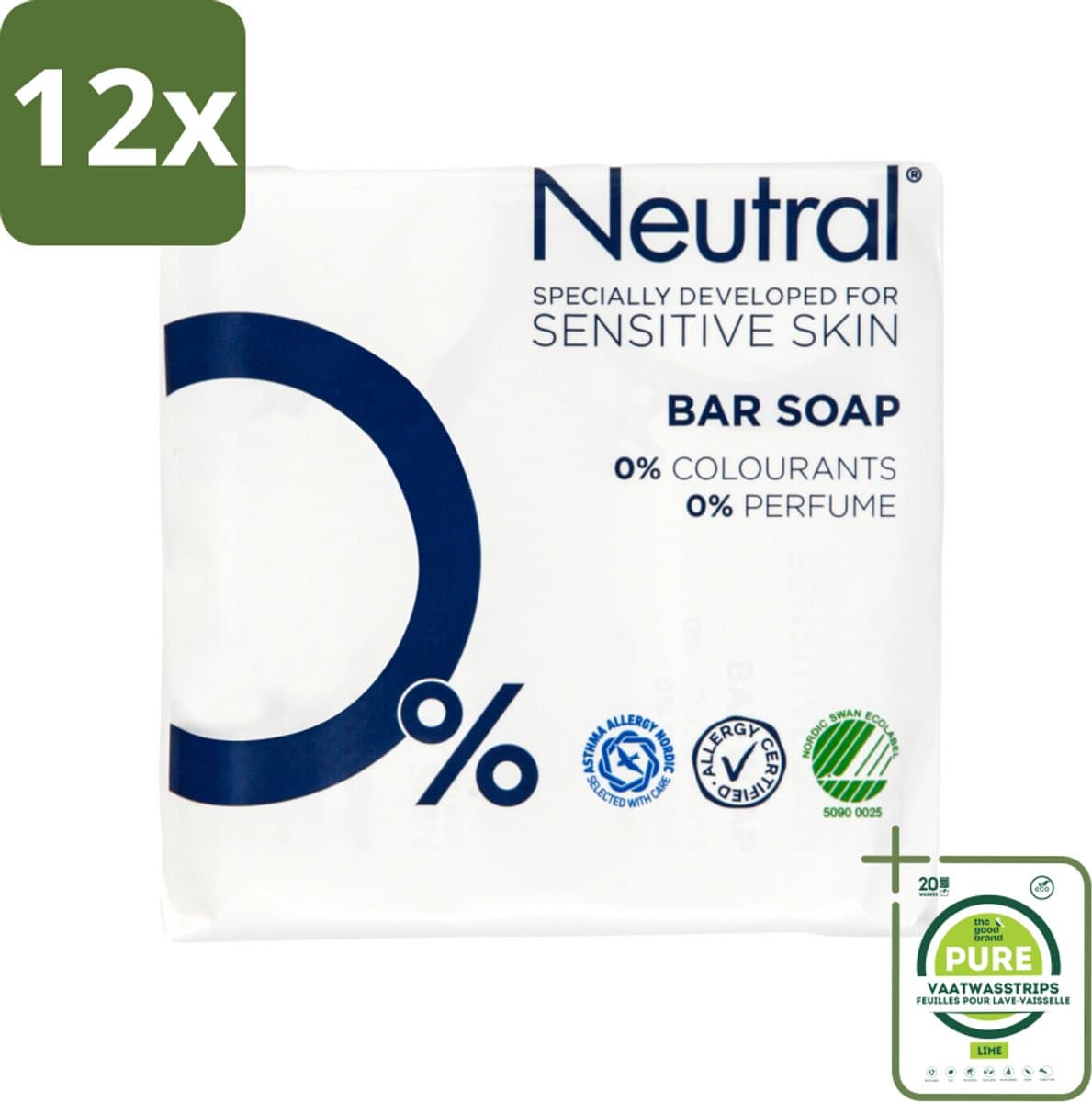 Neutral Zeeptablet 2 x 100 gr - Voordeelverpakking - 12 stuks - Gevoelige huid - Droge huid