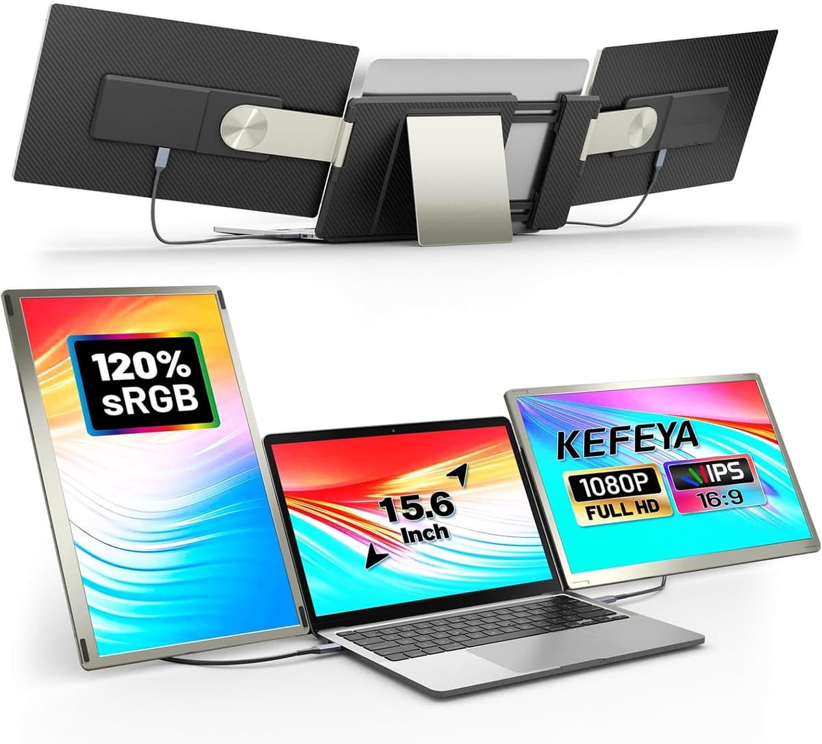 15,6 Inch Draagbare Monitor – Mobiel Scherm – Extra Beeldscherm – Laptop Extender – USB-C Monitor – Full HD 1080p – 120% sRGB Kleurruimte