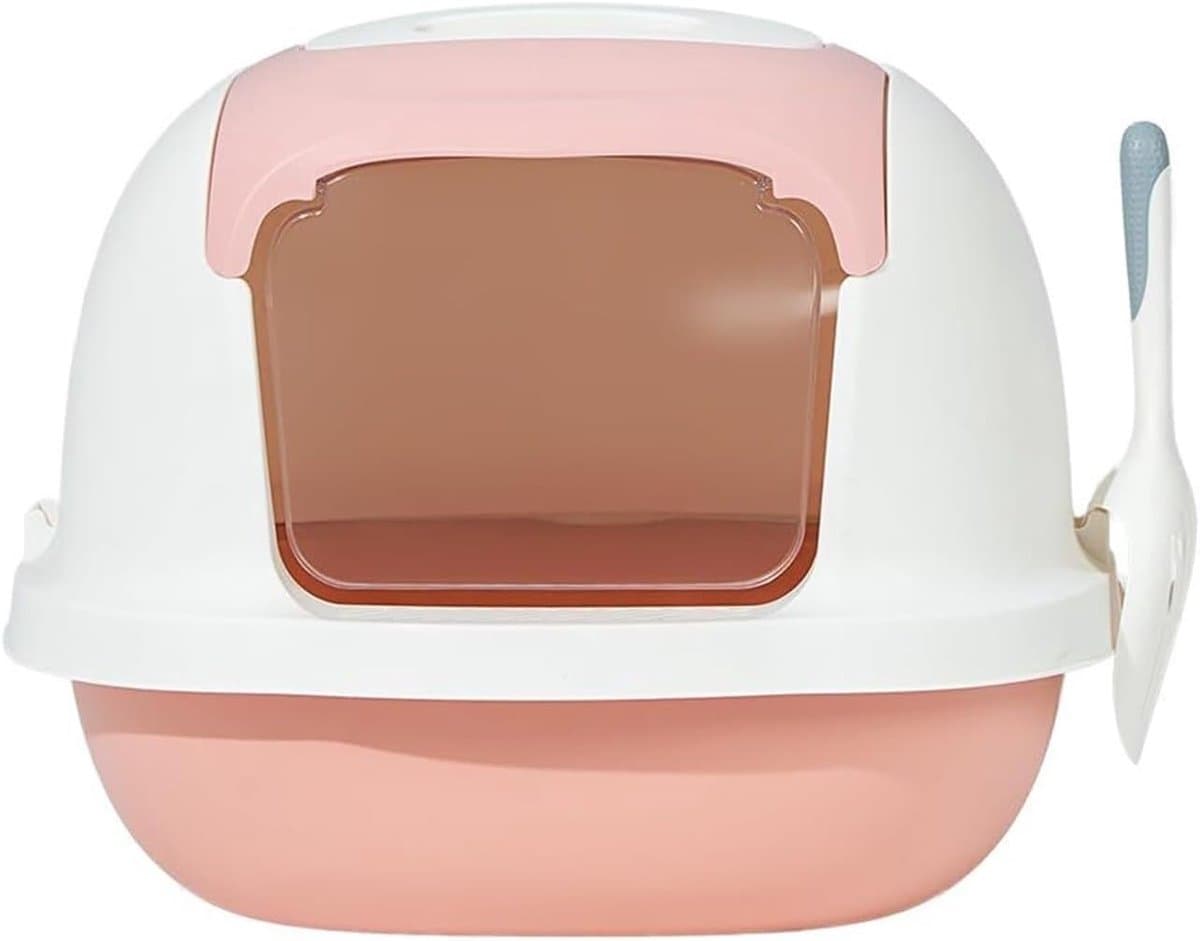 Huisdierentoilet met Deksel - Kattenbak - Hygiënisch Huisdier - Spatwaterdicht Ontwerp - 52 x 40 x 36 cm - Roze