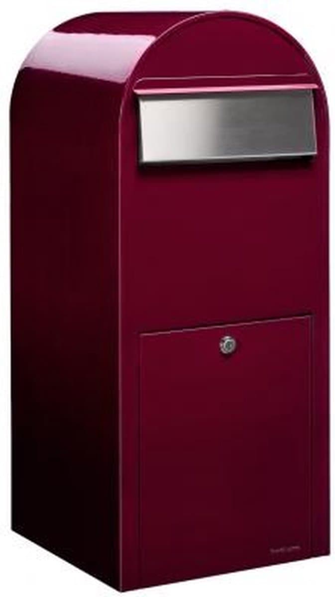 Brievenbus Bobi Jumbo Bordeaux Rood / RVS Klep