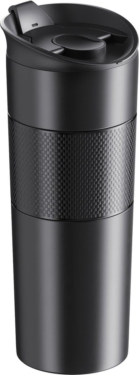 Electrox Zwart Thermofles - Premium Quality Tumbler -Travel Mug - Zwart - 500 ml - Thermosbeker met Lekvrij Deksel - Vacuüm - Dubbelwandig - Reisbeker - Roestvrij staal - Reisbeker - Thermobecher voor koffie en thee - Zwart Warm en Koud Houden