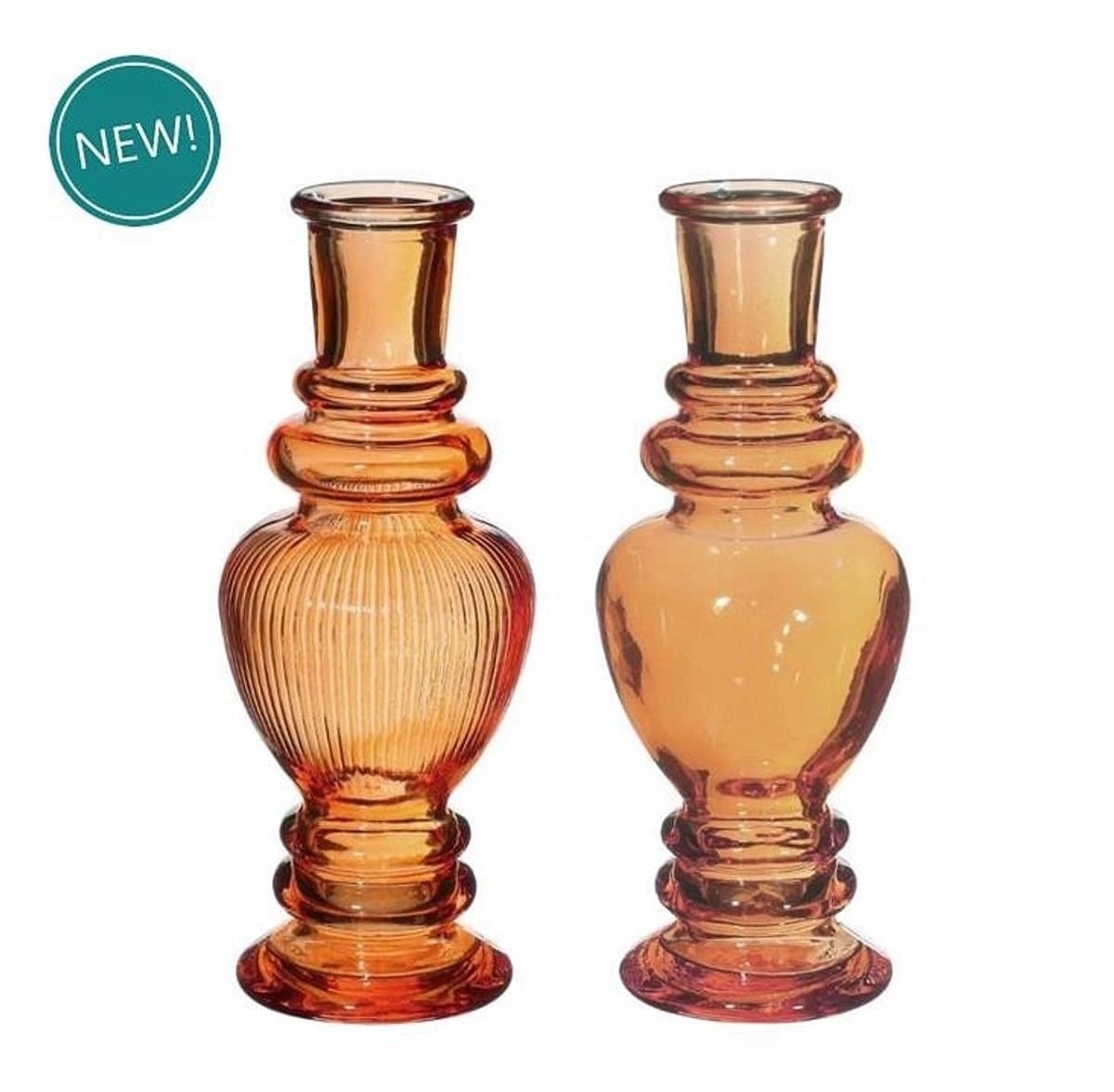 Amberkleurige glazen vaas/kaarshouder 15,5 cm
