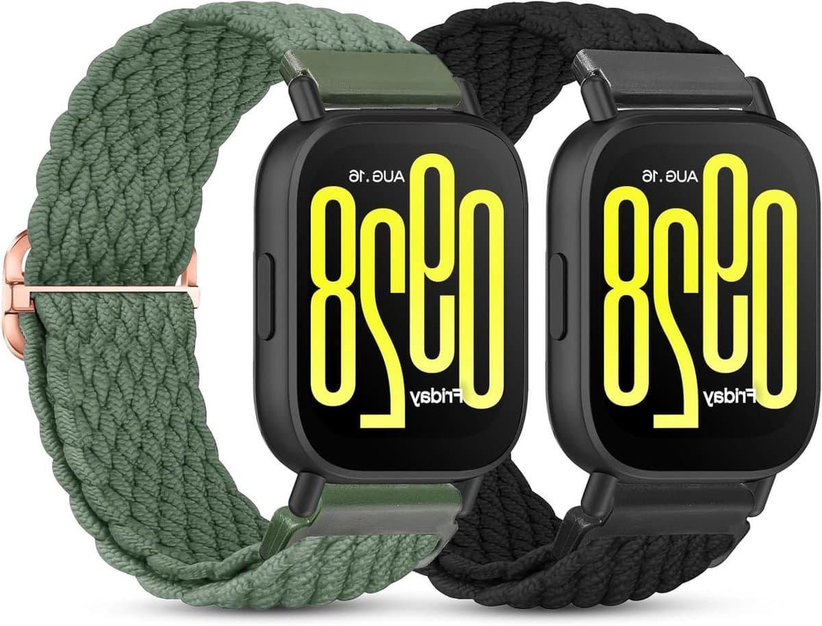 Cosensi - Nylon elastische gevlochten armband 22 mm voor smartwatches, 2 stuks
